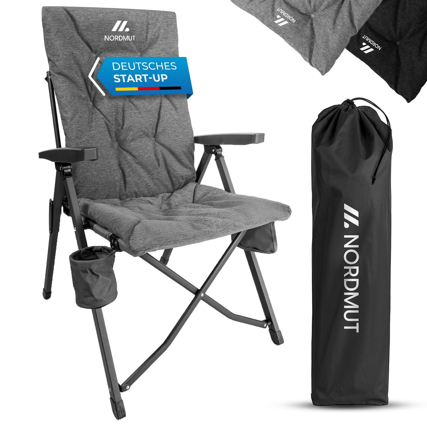 NORDMUT® Premium Campingstuhl faltbar mit hoher Lehne – Stabiler Klapp – CampNest